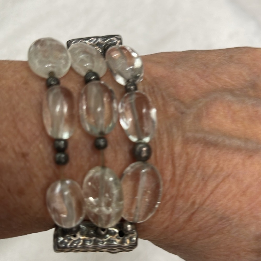 Silpada silver bracelet with clear beads for Mother’s Day gifting.